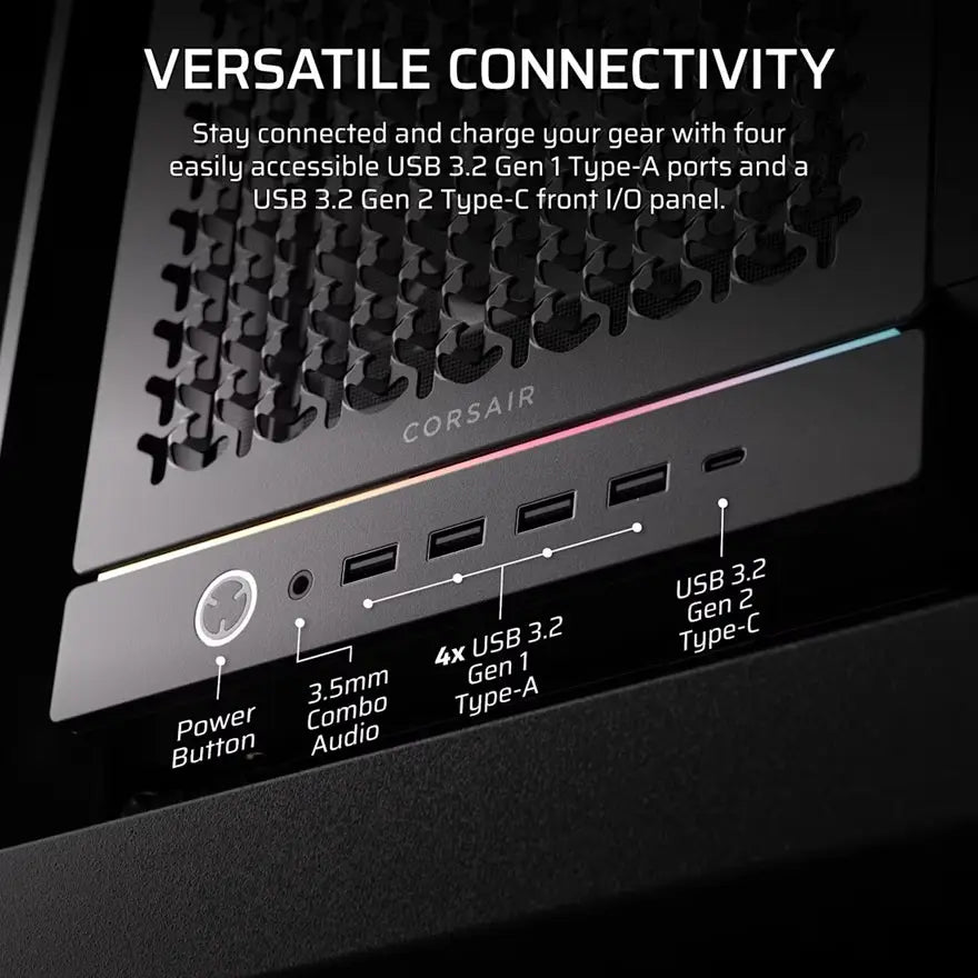 Corsair FRAME 5000D RS HIGH-AIRFLOW MID-TOWER PC CASE - BLACK ATX 450mm GPU 175mm CPU cooler 360mm rad 4x RS140 1x