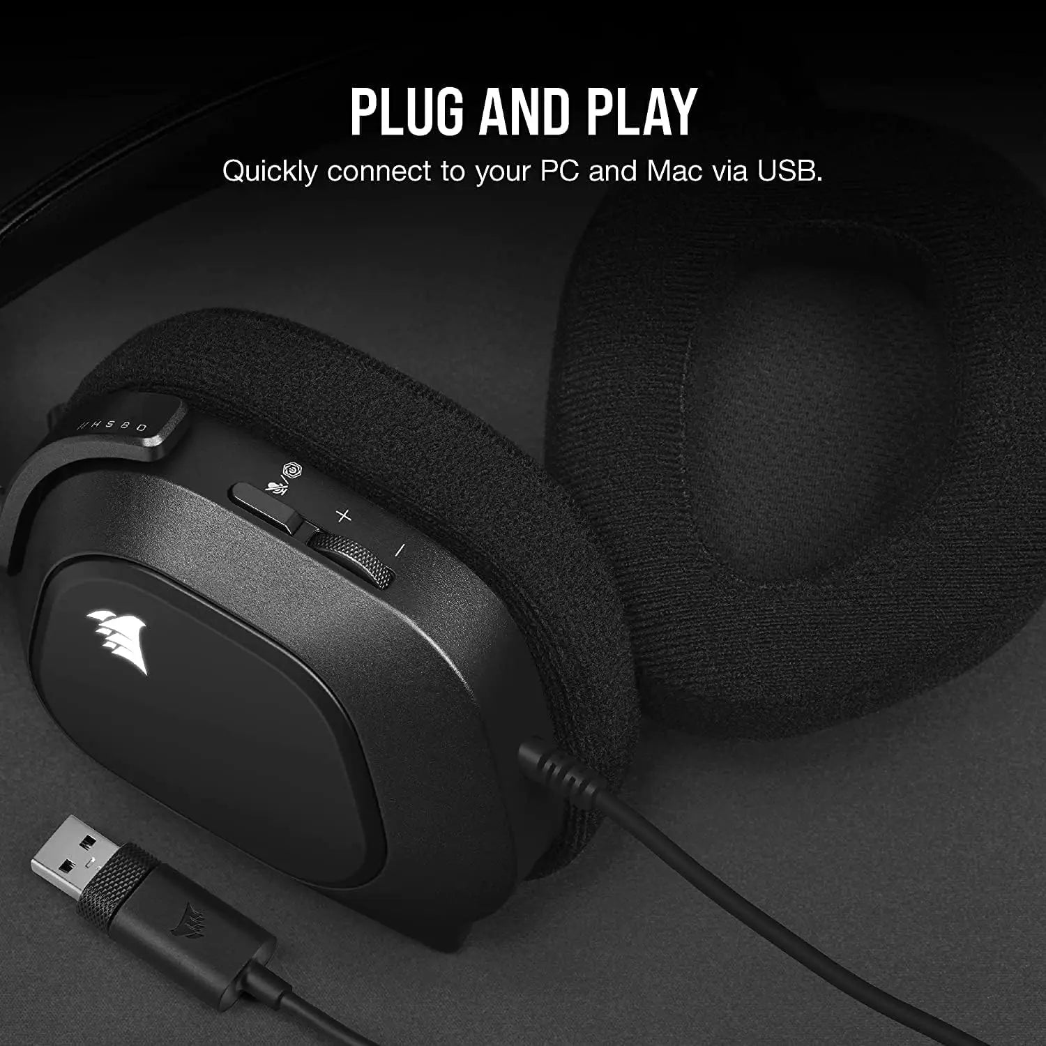 CORSAIR HS80 RGB USB Premium Gaming Headset with Dolby Audio 7.1 Surround Sound (Broadcast-Grade Omni-Directional