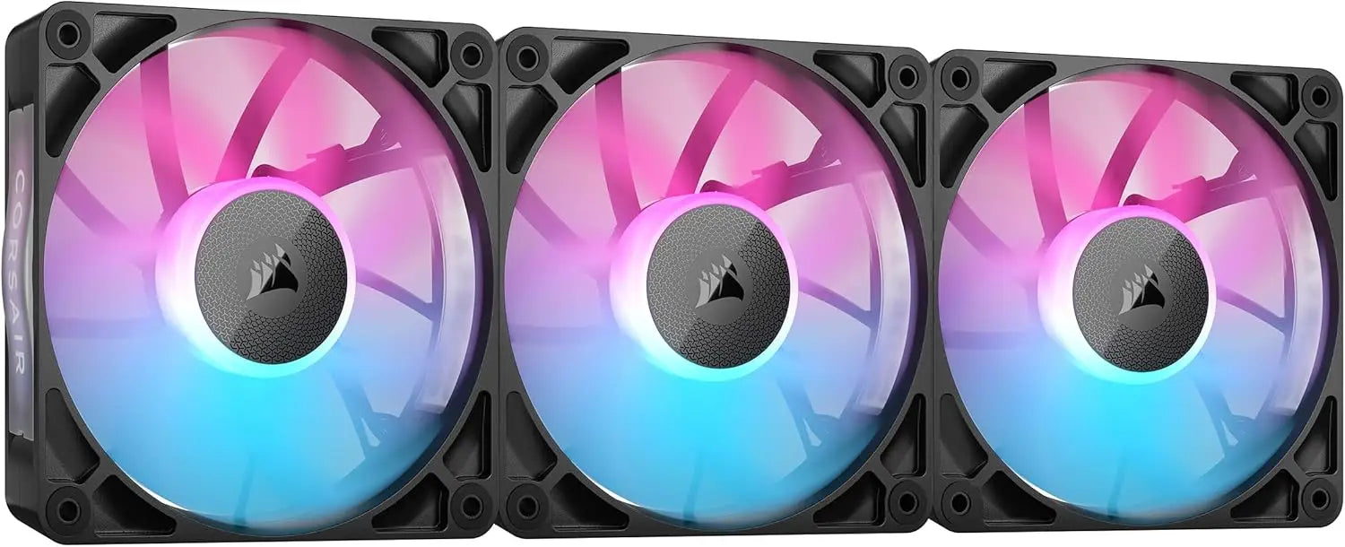 CORSAIR iCUE Link RX120 RGB 120mm PWM Fans with System Hub - Magnetic Dome Bearing - Triple Pack - Black