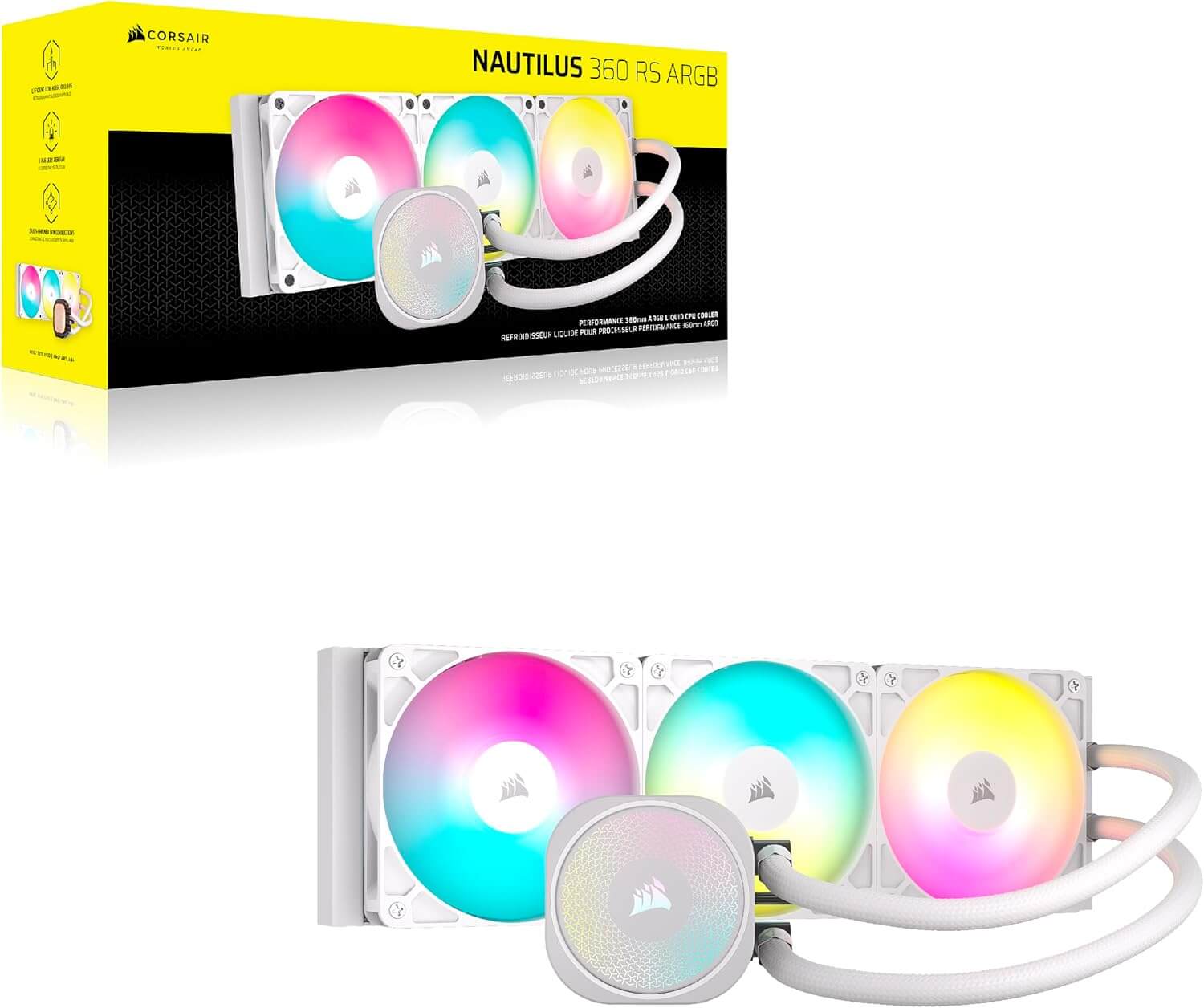 CORSAIR iCUE Link Titan 360 RX RGB Liquid CPU Cooler – 360mm AIO – 3X RX120 RGB Fans Included – Fits Intel LGA