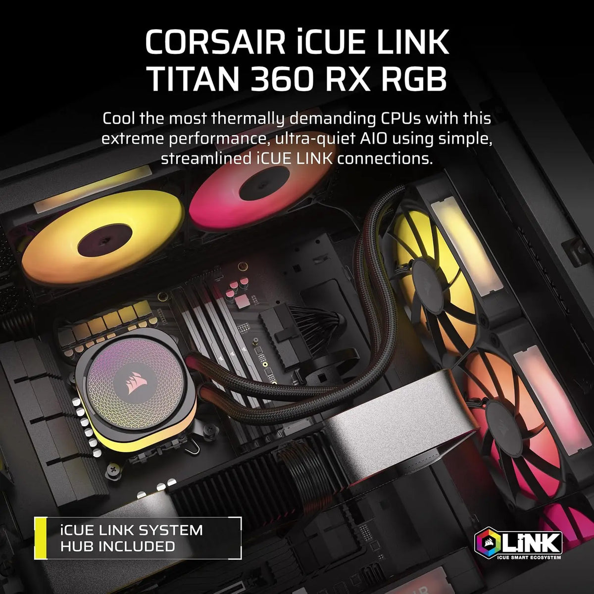 CORSAIR iCUE Link Titan 360 RX RGB Liquid CPU Cooler – Black