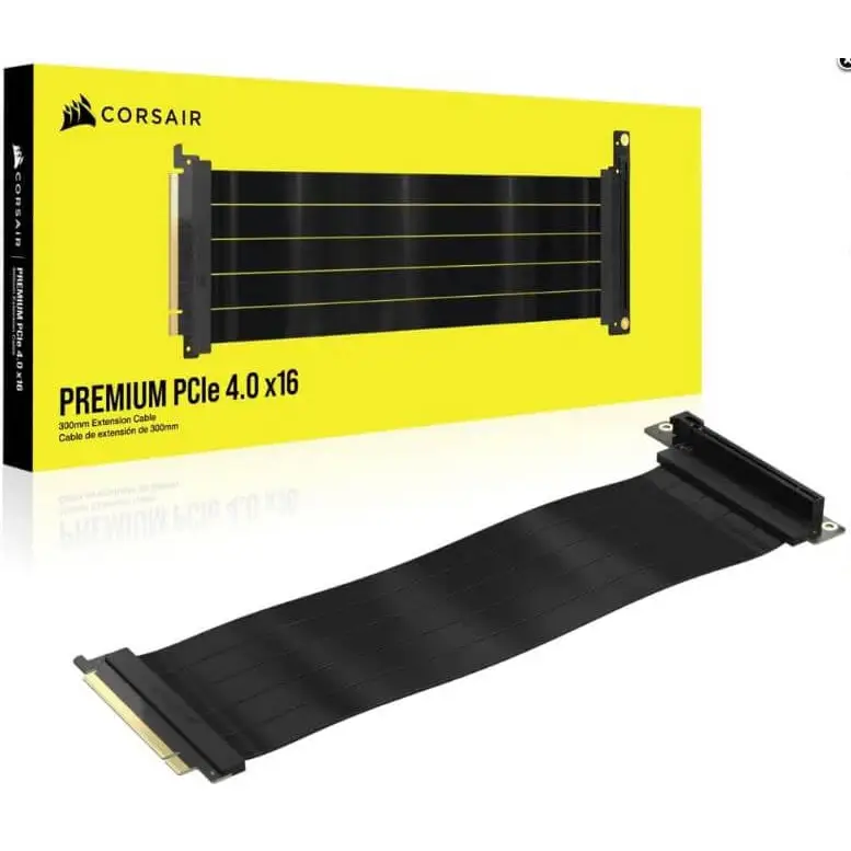 Corsair Premium PCIe 4.0 x16 Extension Cable 300mm for vertial VGA setup. Ultra Durable. AMD and Nvidia GPU 7 seris