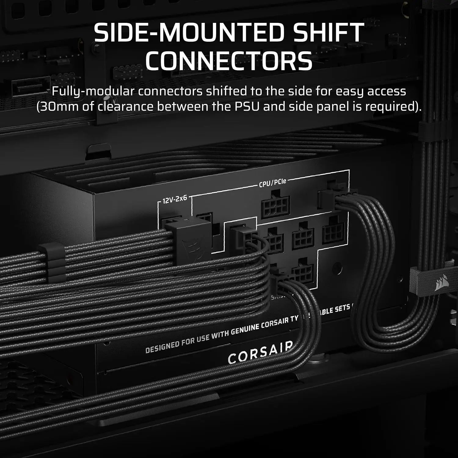 CORSAIR RM1000x Shift (2025) Fully Modular ATX Power Supply – Side Interface Native 12V-2x6 Cable 3.1 & PCIe 5.1