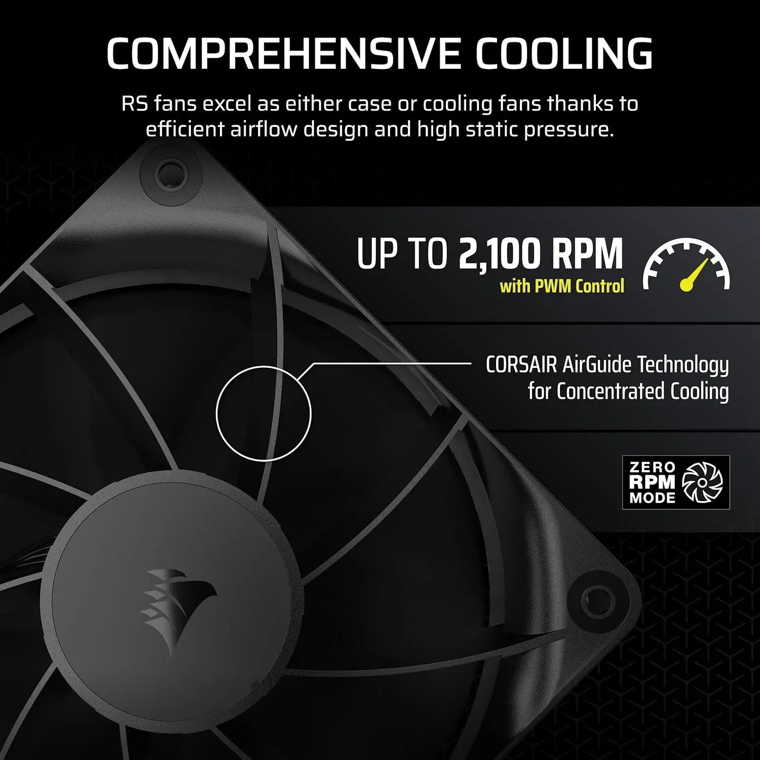 CORSAIR RS120 120mm PWM Fans – Daisy-Chain Connection Low-Noise Magnetic Dome Bearing Triple Pack Black