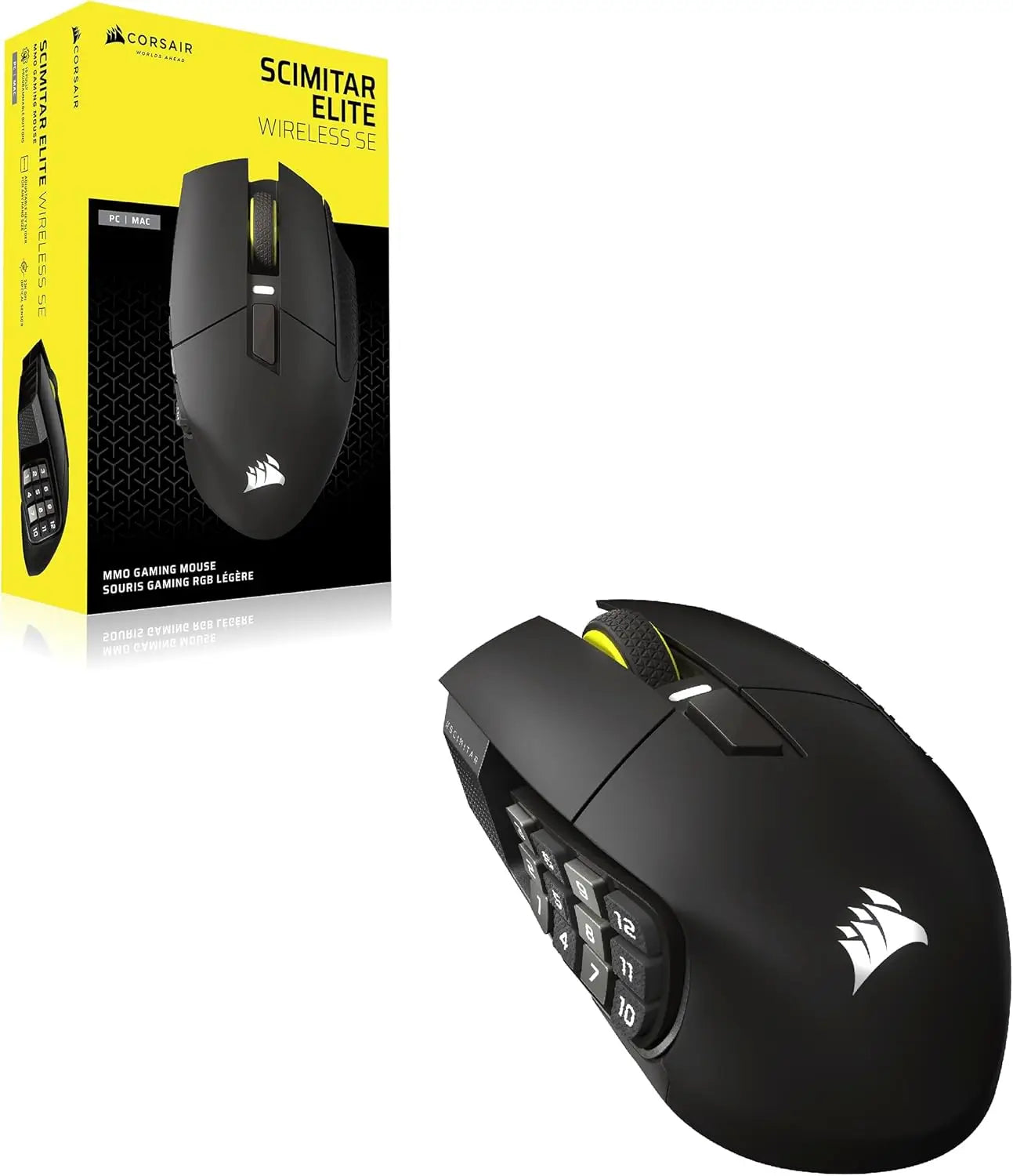 Corsair Scimitar Elite Wireless SE MMO PC Gaming Mouse – 33,000 DPI 16 Programmable Buttons