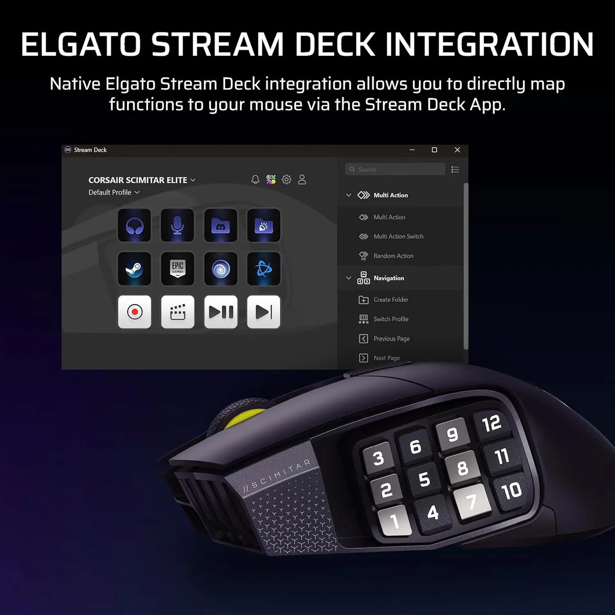 Corsair Scimitar Elite Wireless SE MMO PC Gaming Mouse – 33,000 DPI 16 Programmable Buttons