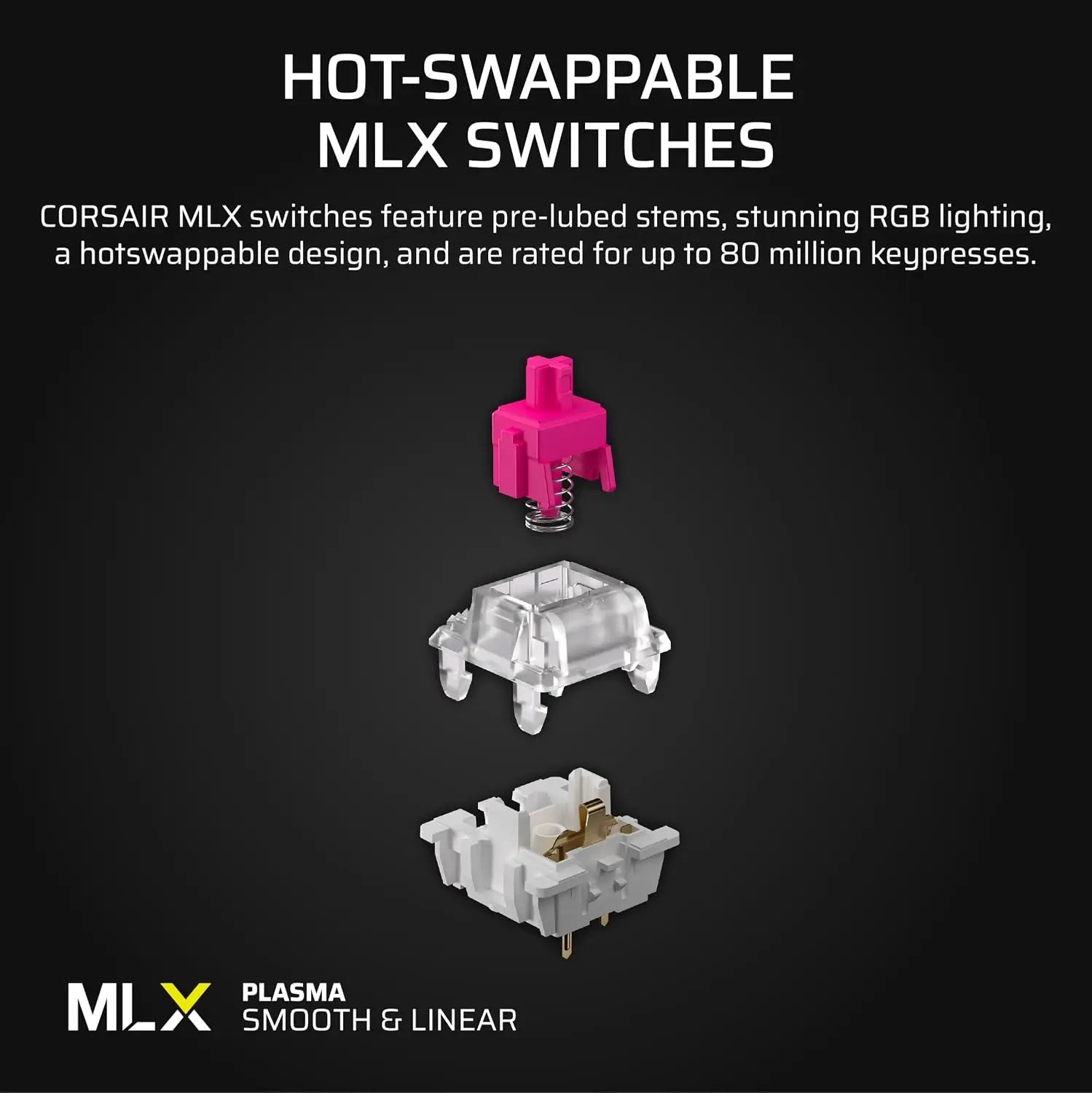 CORSAIR Vanguard 96 Wired Mechanical Gaming Keyboard – 96% Layout MLX Plasma Linear Switches 8000Hz Polling LCD Display