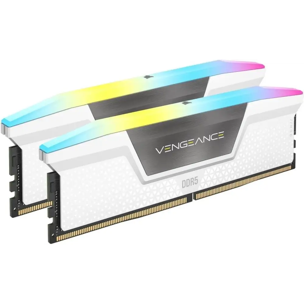 Corsair Vengeance RGB 32GB (2x16GB) DDR5 UDIMM 6400MHz C36 1.35V Desktop Gaming Memory White