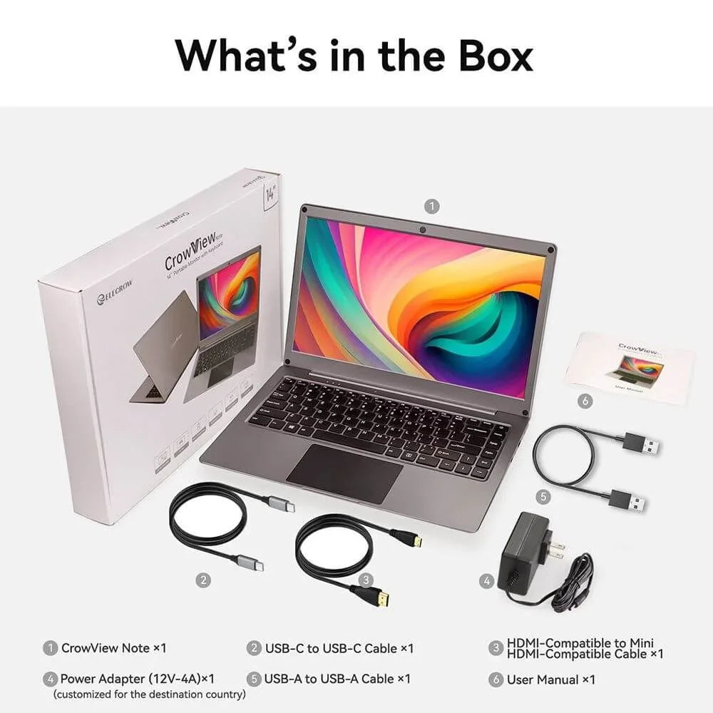 CrowView Note-All-in-One Portable Monitor English Keyboard