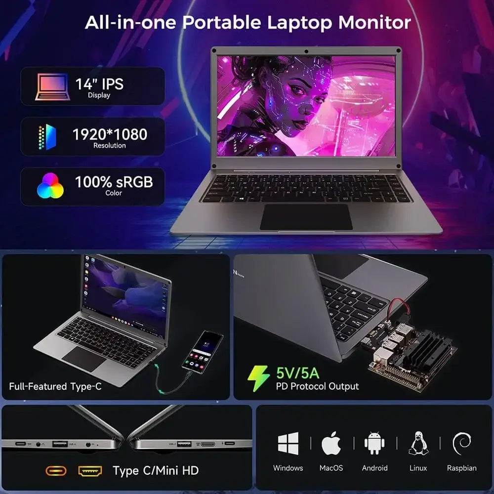 CrowView Note-All-in-One Portable Monitor English Keyboard