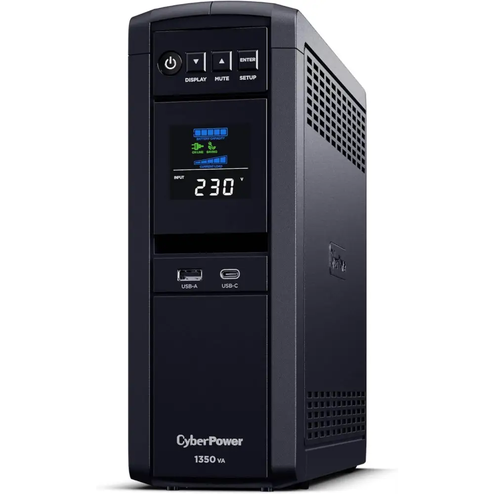 CyberPower Systems PFC Sinewave Series 1350VA/810W Tower UPS - 2* 12V/7AH - 6x AU & 1x USB-A + USB-C Charging Ports - 2