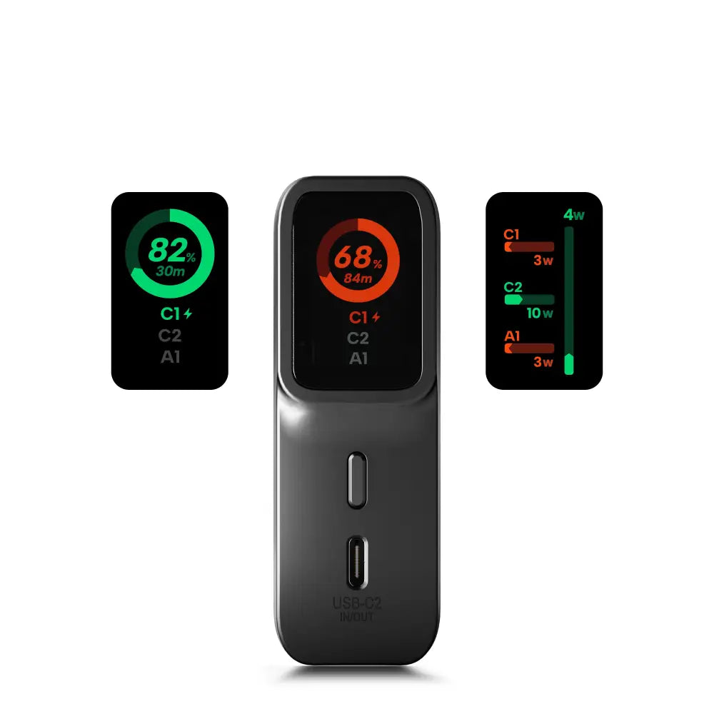 Cygnett Encore 10k mAh Bank - Graphite(CY5630PBCHE) 45W 2x USB-C PD 1x USB-A Ports LED Display,Fast Charge,3x Device