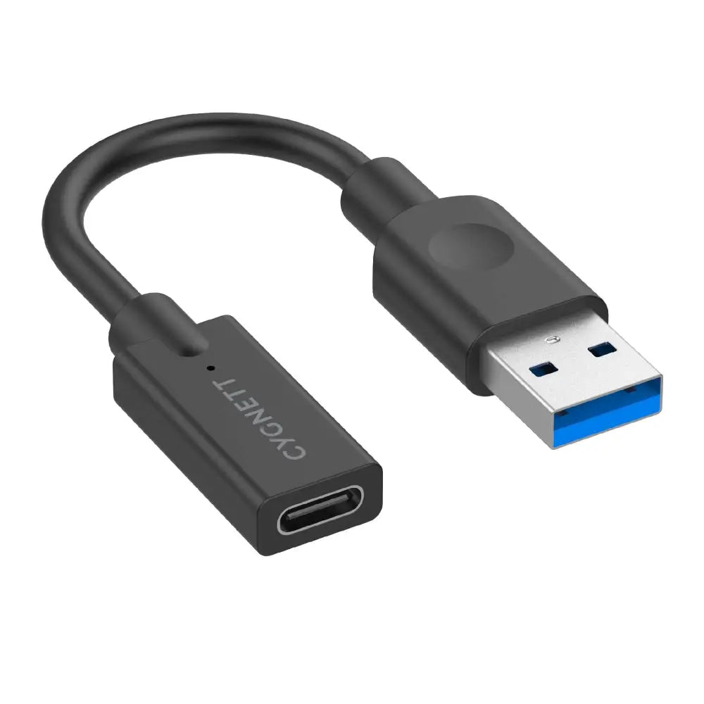 Cygnett Essentials USB-A Male to USB-C Female (10CM) Cable Adapter - Black(CY3321PCUSA),5GBPS Fast Data
