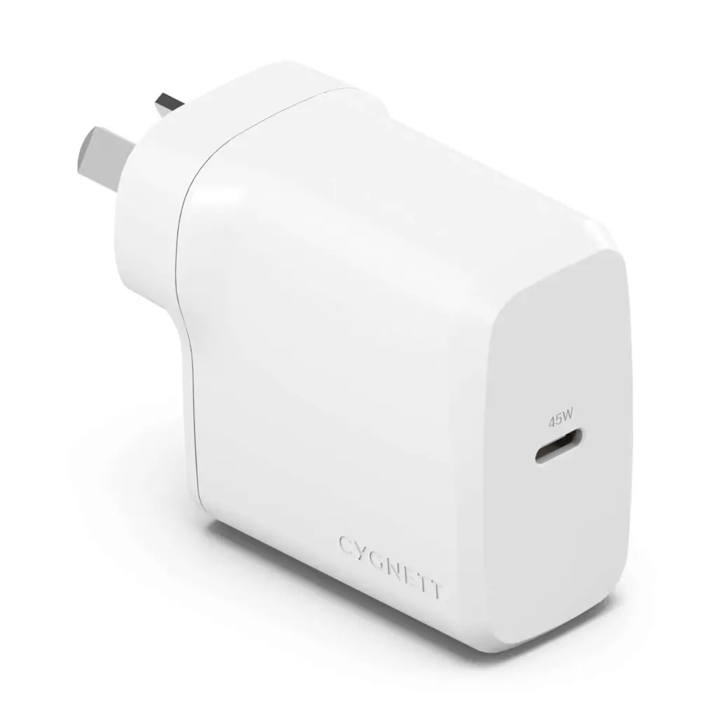 Cygnett PowerPlus 45W USB-C PD GaN Fast Wall Charger -White(CY4738PDWCH),Portable,Best for iPhone,Samsung’s PPS &