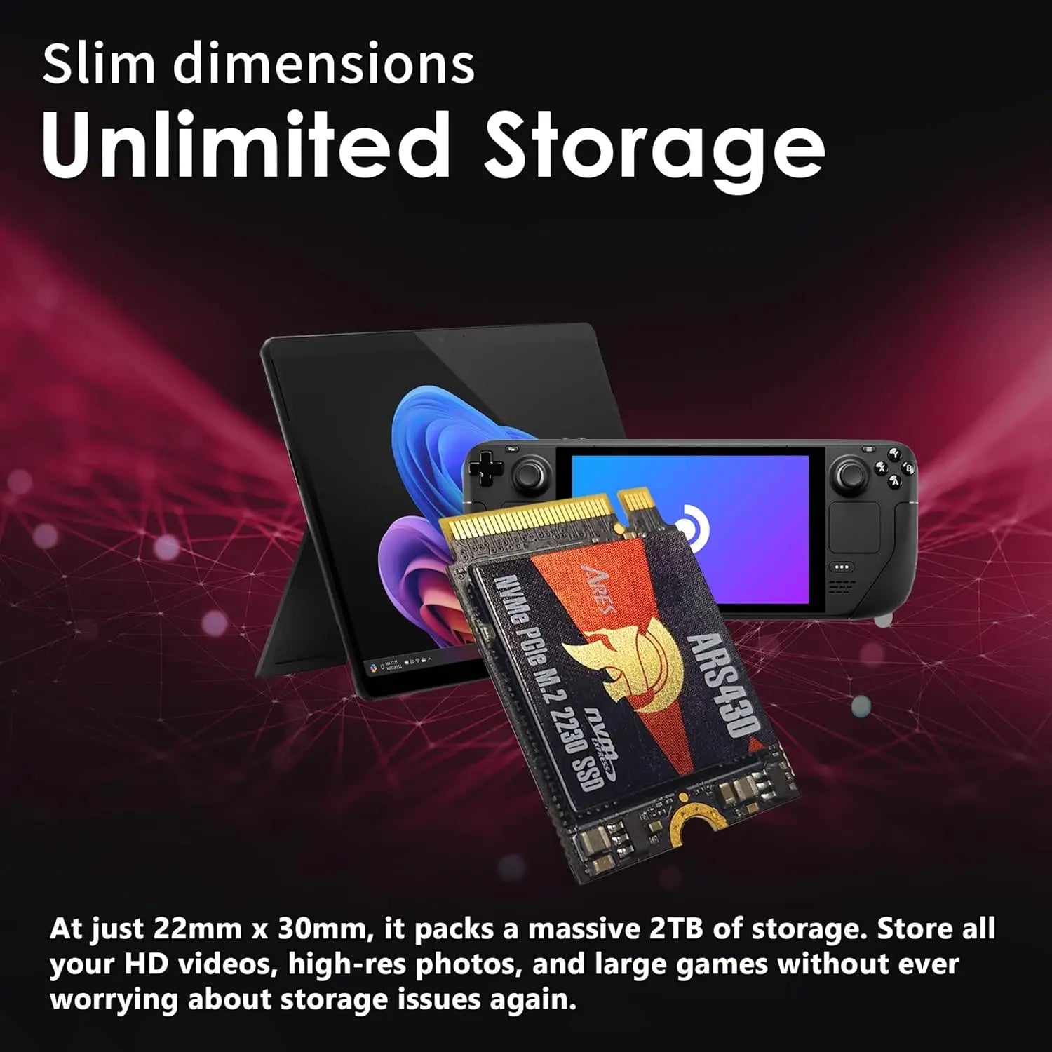 DATO M.2 2230 SSD 2TB PCIe Gen 4x4 NVMe Internal Solid State Drive with Aluminum Heatsink Compatible Steam Deck ROG