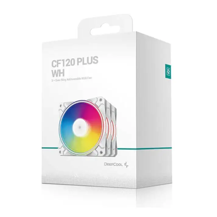 DeepCool CF120 PLUS White Case Fan 3 in 1 (3-Pack) Customisable ARGB LED Lighting PWN Control RGB Controller