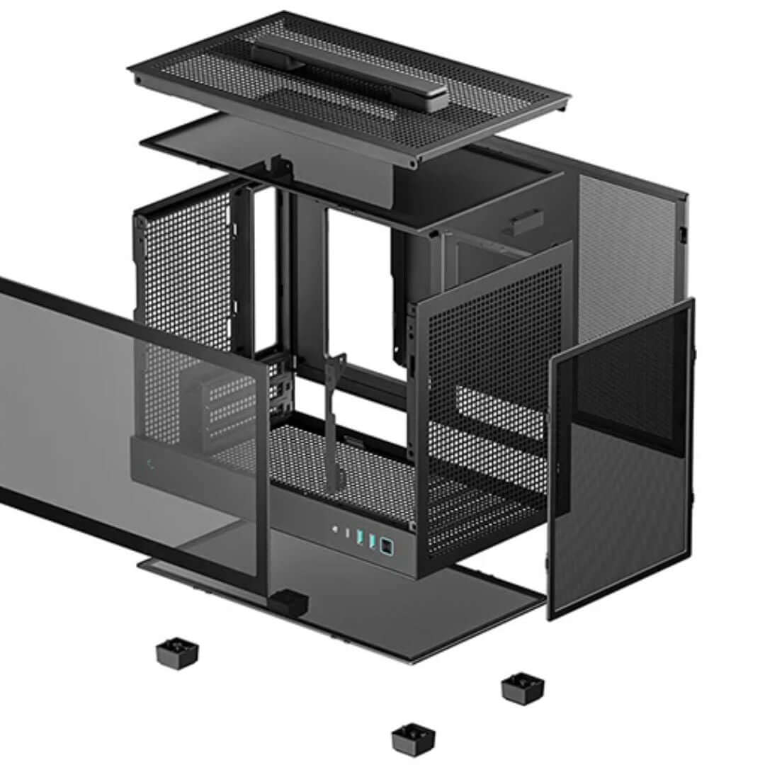 DeepCool CH160 Ultra-Portable Mini-ITX Case Mesh & Glass Panels Full Sized Air Cooler Support Carry handle