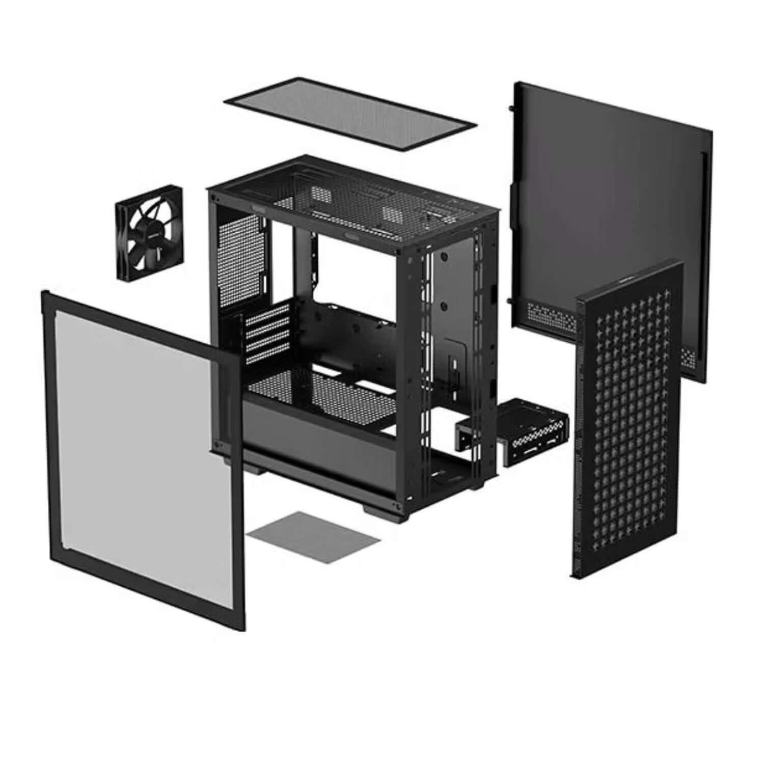 DeepCool CH370 M-ATX Tempered Glass Case 120mm Rear Fan Pre-Installed Headphone Stand up to 360mm Radiators 2 Switching