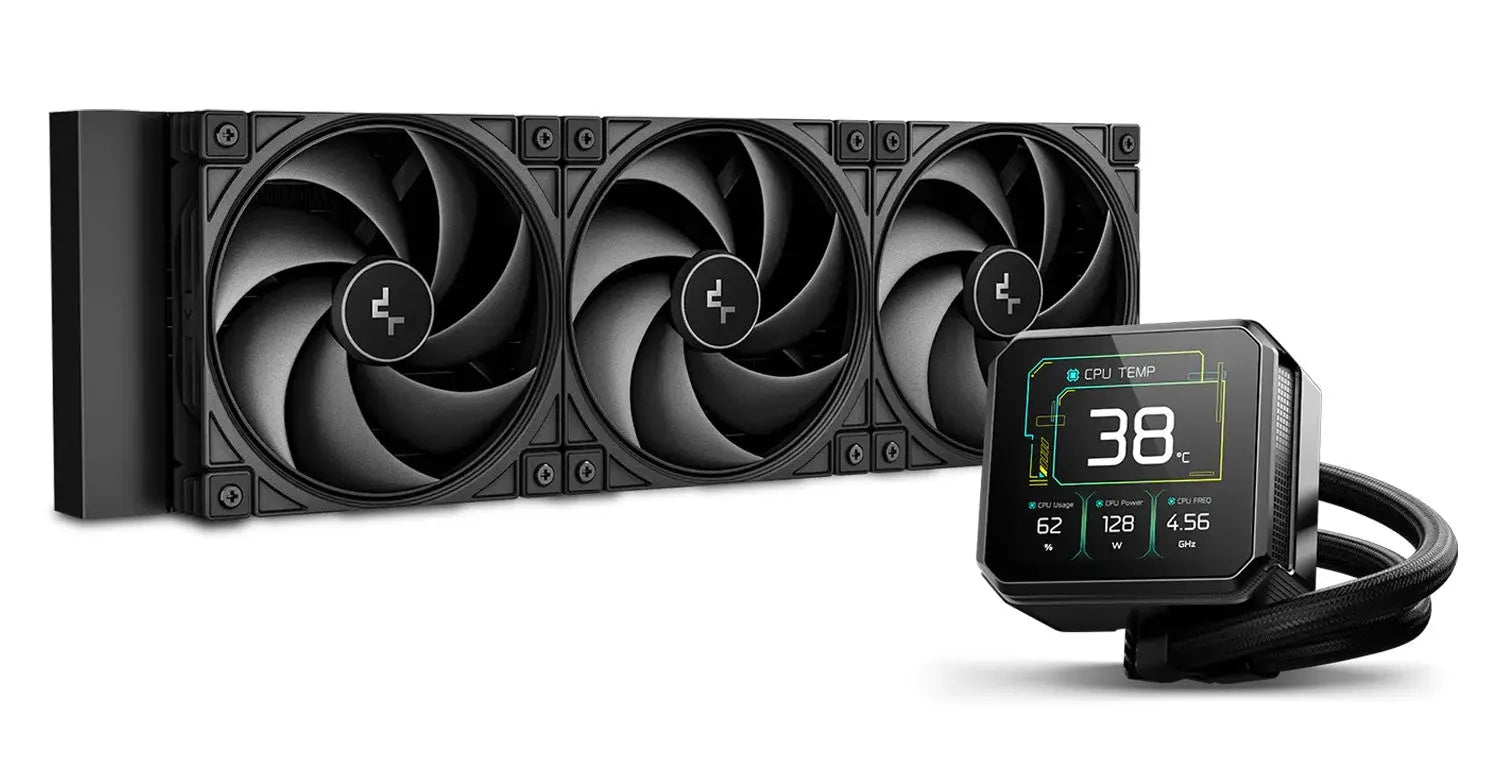 DeepCool SPARTACUS 360 Fully Customisable 6th Gen Liquid CPU Cooler with Silent Ring Fans, 3.4’’ LCD