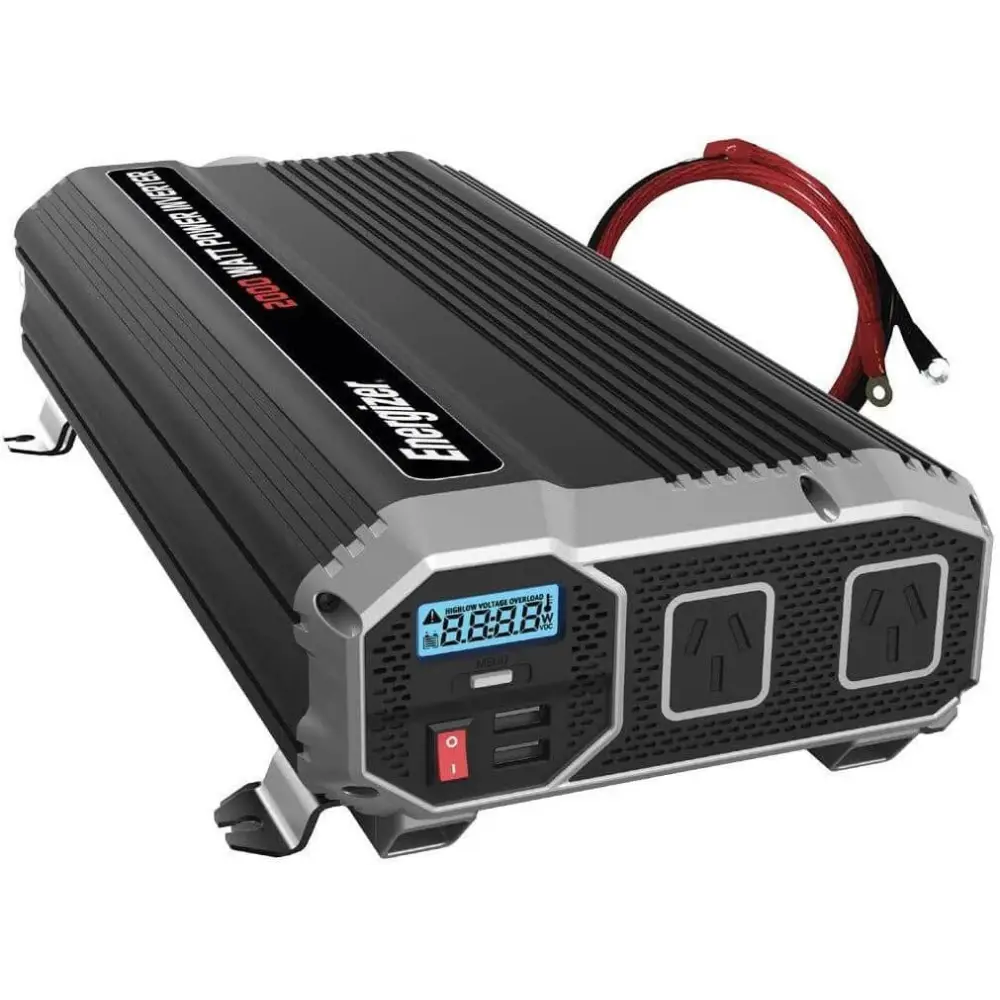 Energizer 2000 Watt Car Inverter 12 Volt DC to 230 Volts AC Converter w/ 2 USB Plug Dual 230V Socket Ideal Caravan &