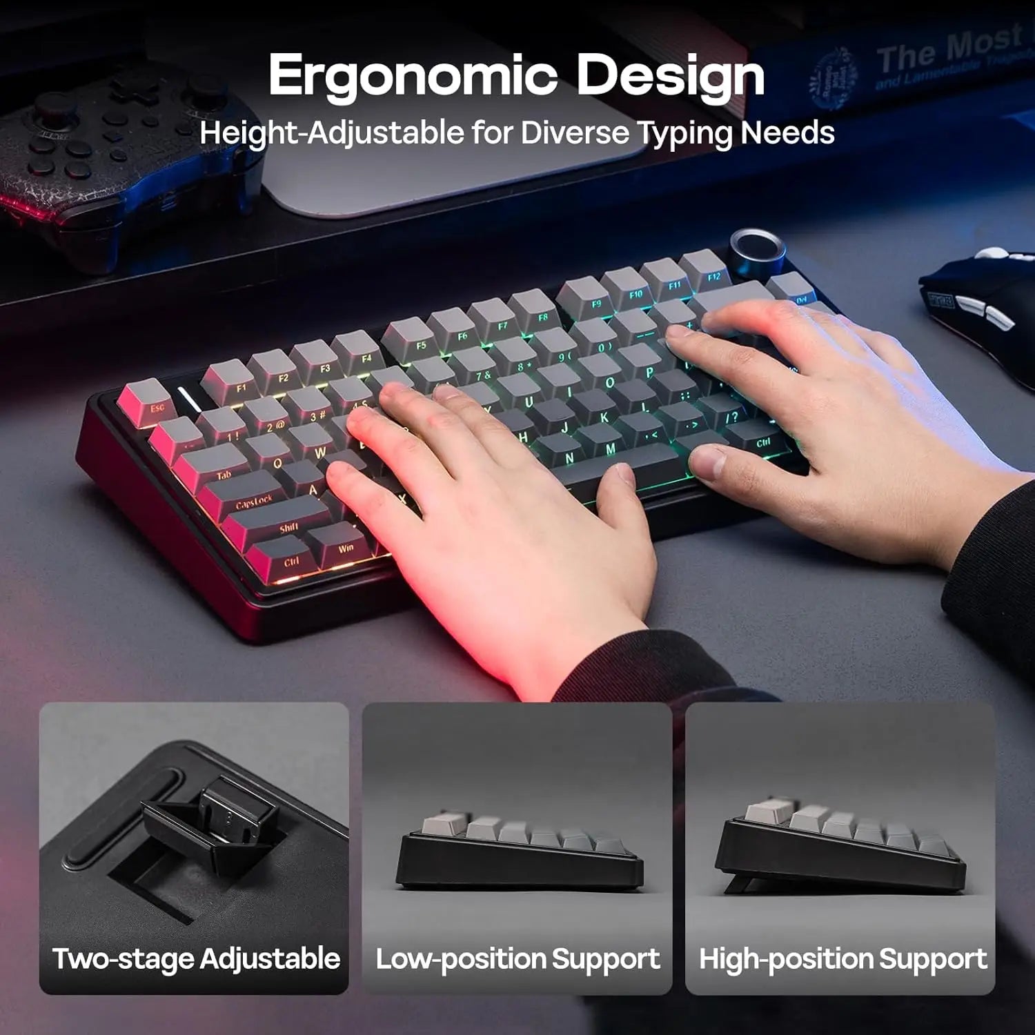EPOMAKER x Aula F75 Gasket Mechanical Keyboard 75% Wireless Hot Swappable Gaming with Five-Layer Padding&Knob