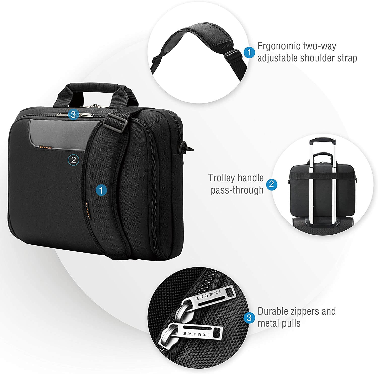 Everki Advance Laptop Bag- Briefcase, Fits Up to 16-inch (Ekb407nch), Charcoal, 16 Inch by hiconsumables