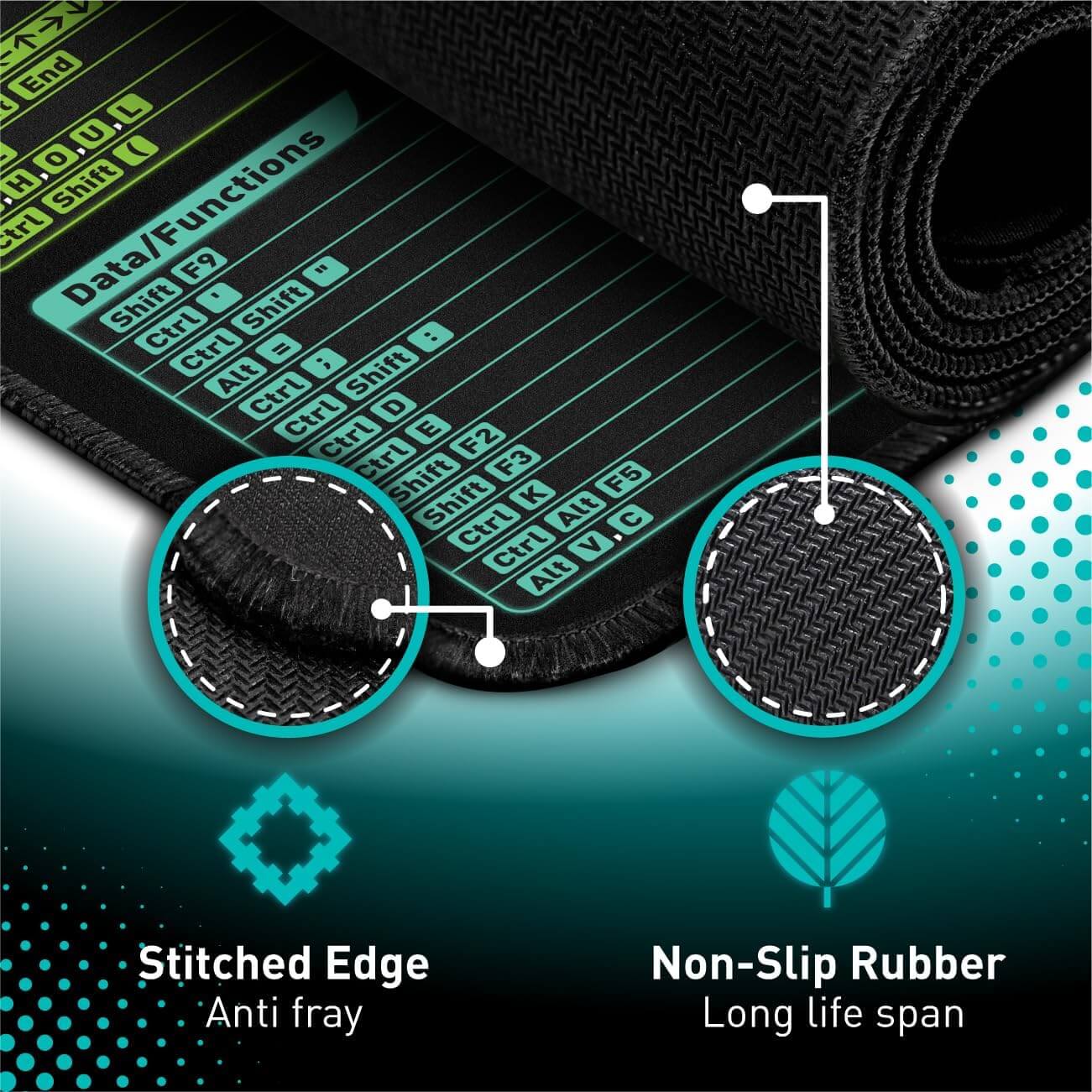 Excel Shortcut Keys Mouse Pad - Extended Large XL Cheat Sheet Gaming Mousepad | PC Office Spreadsheet Keyboard Mat