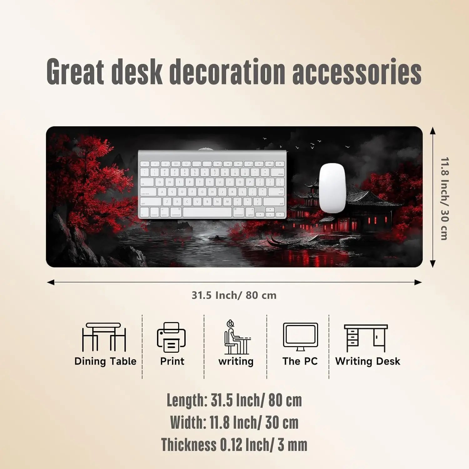 Extended Gaming Mouse Pad Large Anime Keyboard Mat Nature Rubber Base Mousepad with Stitched Edges (Dark Canyon 5)