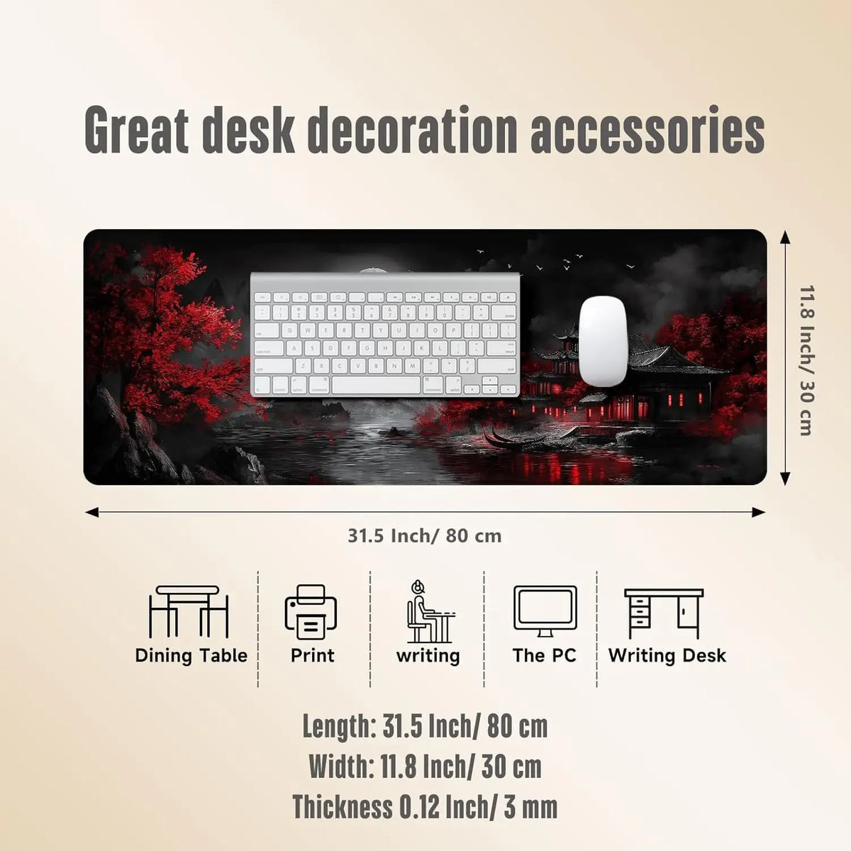 Extended Gaming Mouse Pad Large Anime Keyboard Mat Nature Rubber Base Mousepad with Stitched Edges (Dark Canyon 5)