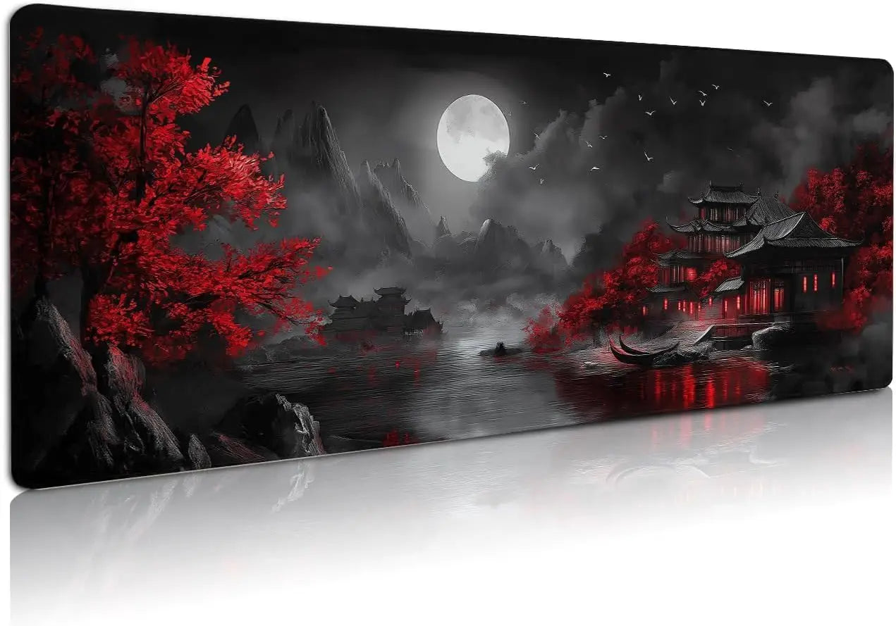 Extended Gaming Mouse Pad Large Anime Keyboard Mat Nature Rubber Base Mousepad with Stitched Edges (Dark Canyon 5)