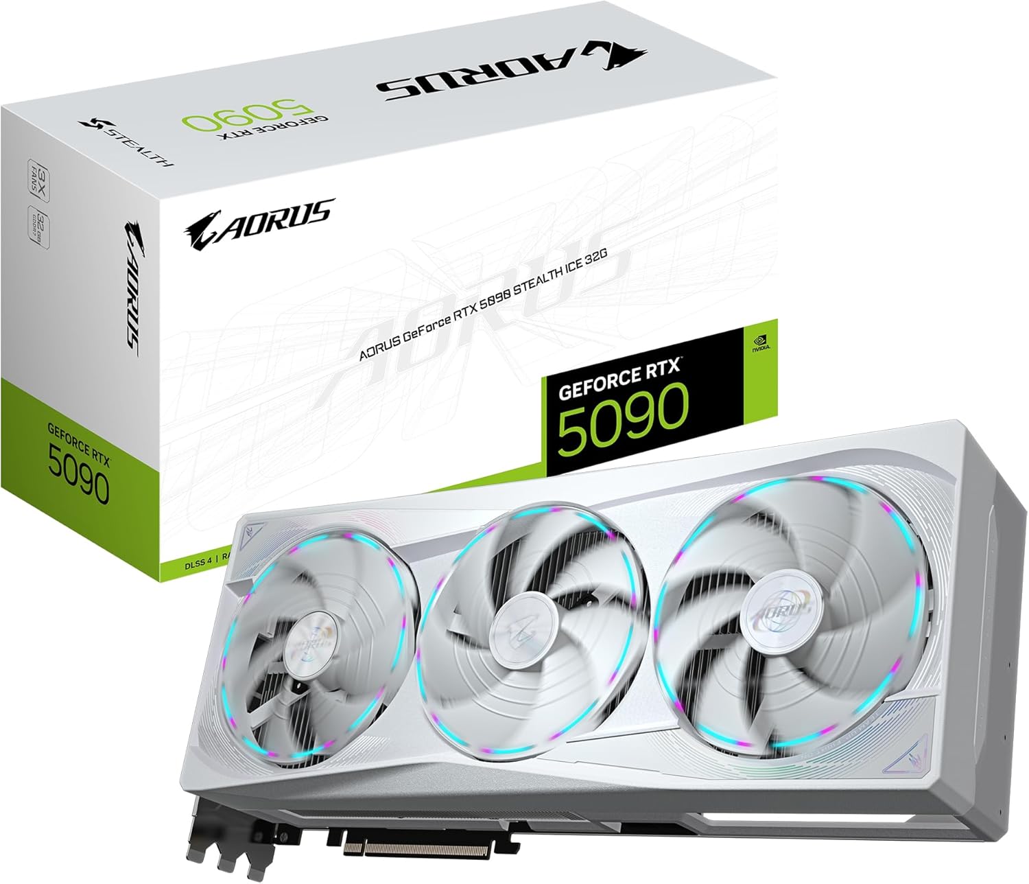 Gigabyte AORUS GeForce RTX 5090 Stealth Ice 32G Graphics Card - 32GB GDDR7 512bit PCI-E 5.0 2655MHz Core Frequency 3 x