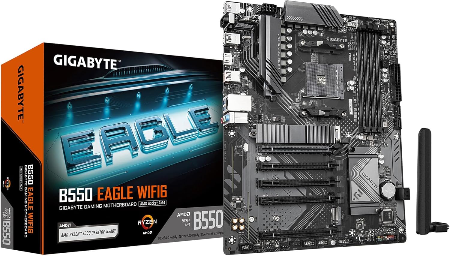 GIGABYTE B550 Eagle WIFI6 Motherboard Supports AMD AM4 Ryzen 5000 Processors ATX DDR4 2X M.2 PCIe 4.0 1GbE LAN EZ-Latch