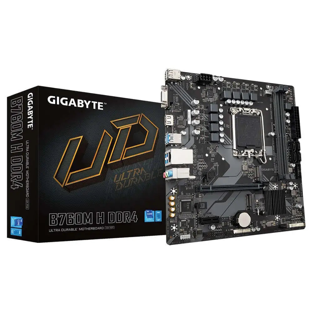 Gigabyte B760M H DDR4 Intel LGA 1700 m-ATX Motherboard 2x ~64GB 1x PCI-E x16 M.2 4x SATA 3x USB 3.2 2.0,