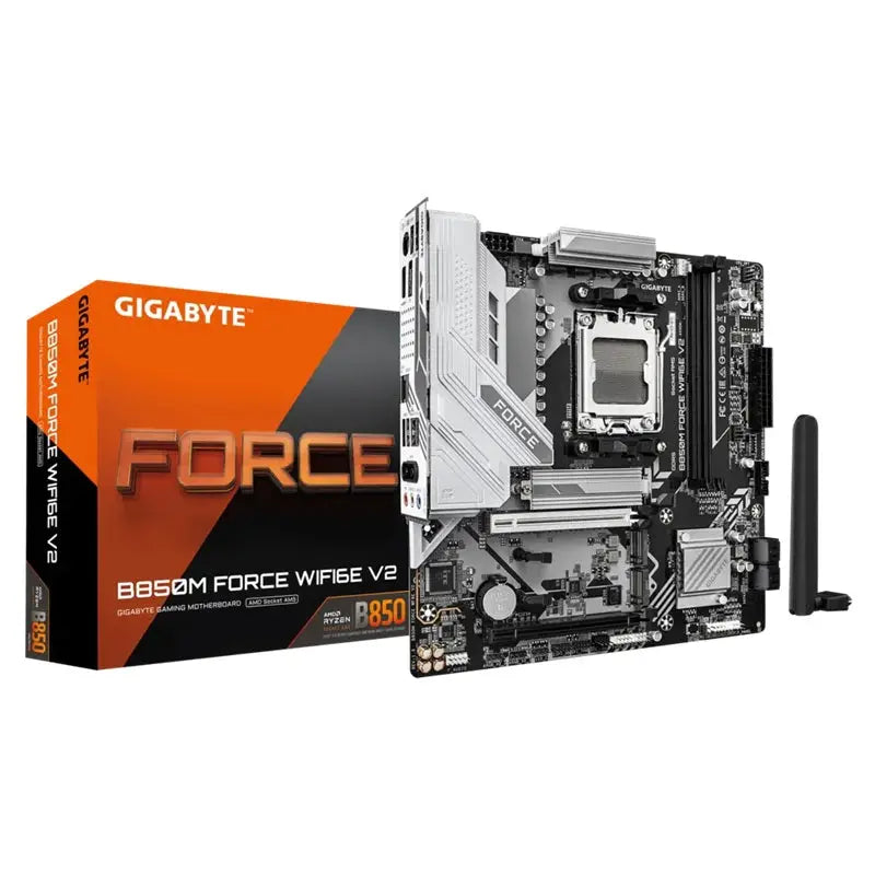 Gigabyte B850M FORCE WIFI6E V2 AMD AM5 2 x DDR5 up to 128 GB 1 HDMI PCI Express x16 3 M.2 5x USB 3.2 6x 2.0 5GbE LAN