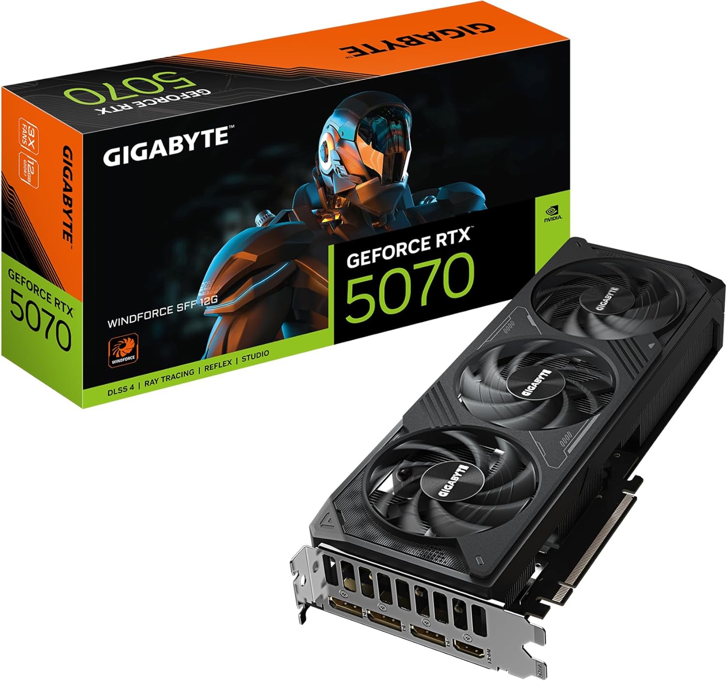 GIGABYTE GeForce RTX 5070 WINDFORCE SFF 12G Graphics Card 12GB 256-bit GDDR7 PCIe 5.0 Cooling System GV-N5070WF3-12GD