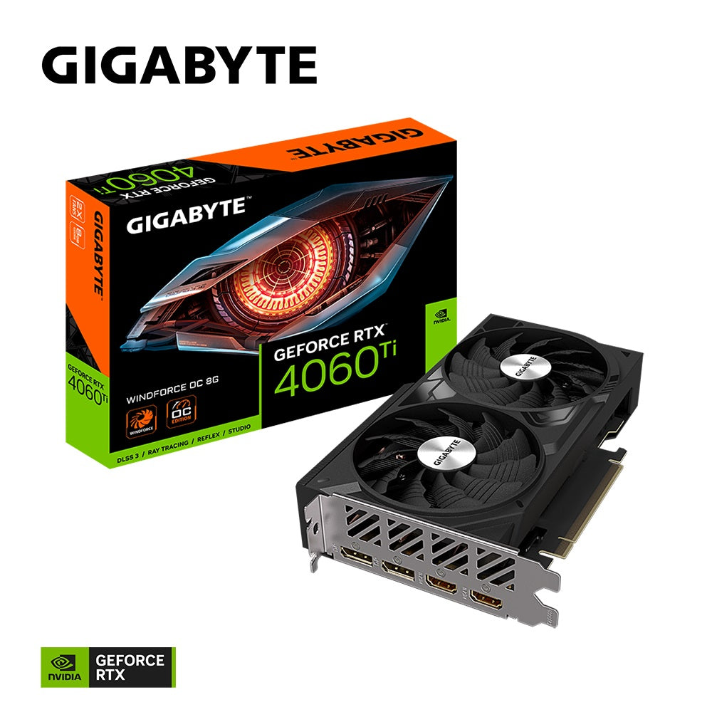 Gigabyte nVidia GeForce RTX™ 4060 Ti WINDFORCE OC 8G 2550 MHz CUDA 4352 18 Gbps GDDR6 128 bit PCI-E 4.0 PSU