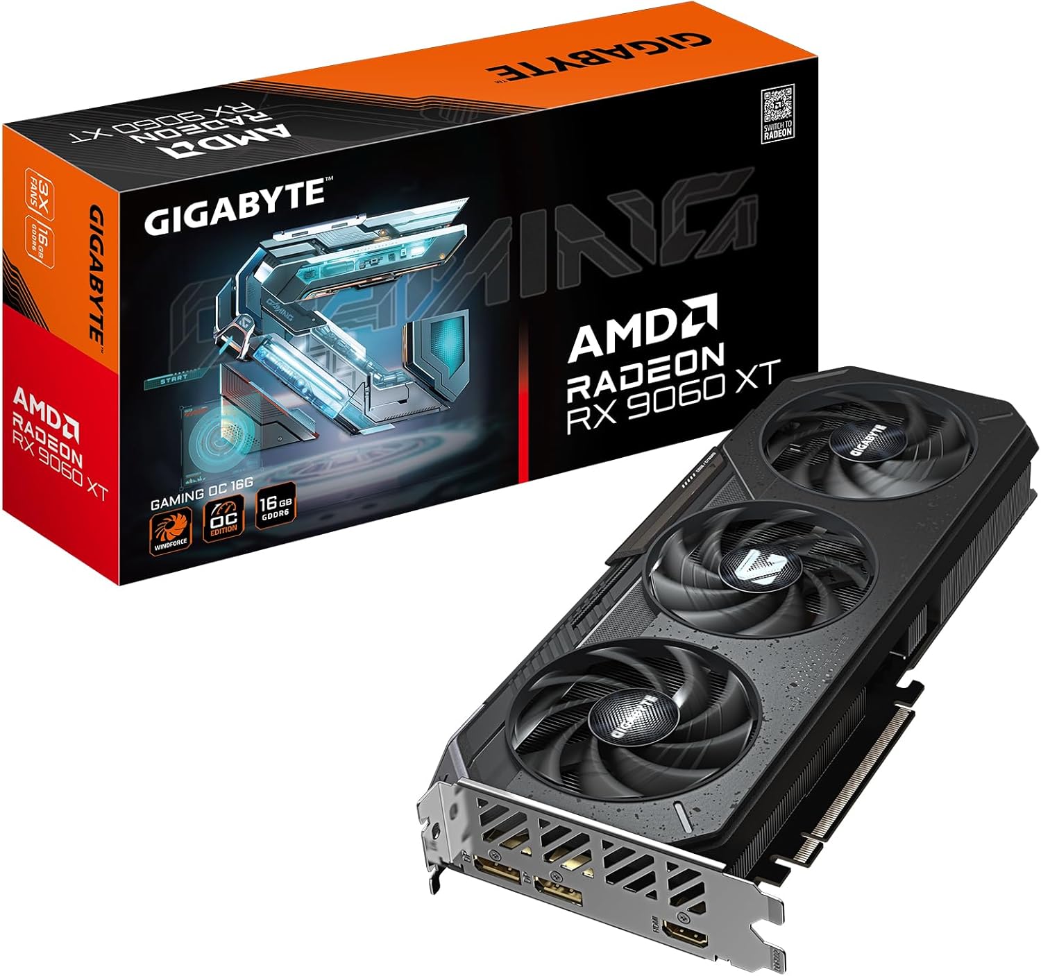 GIGABYTE Radeon RX 9060 XT Gaming OC 16G Graphics Card PCIe 5.0 16GB GDDR6 GV-R9060XTGAMING OC-16GD Video