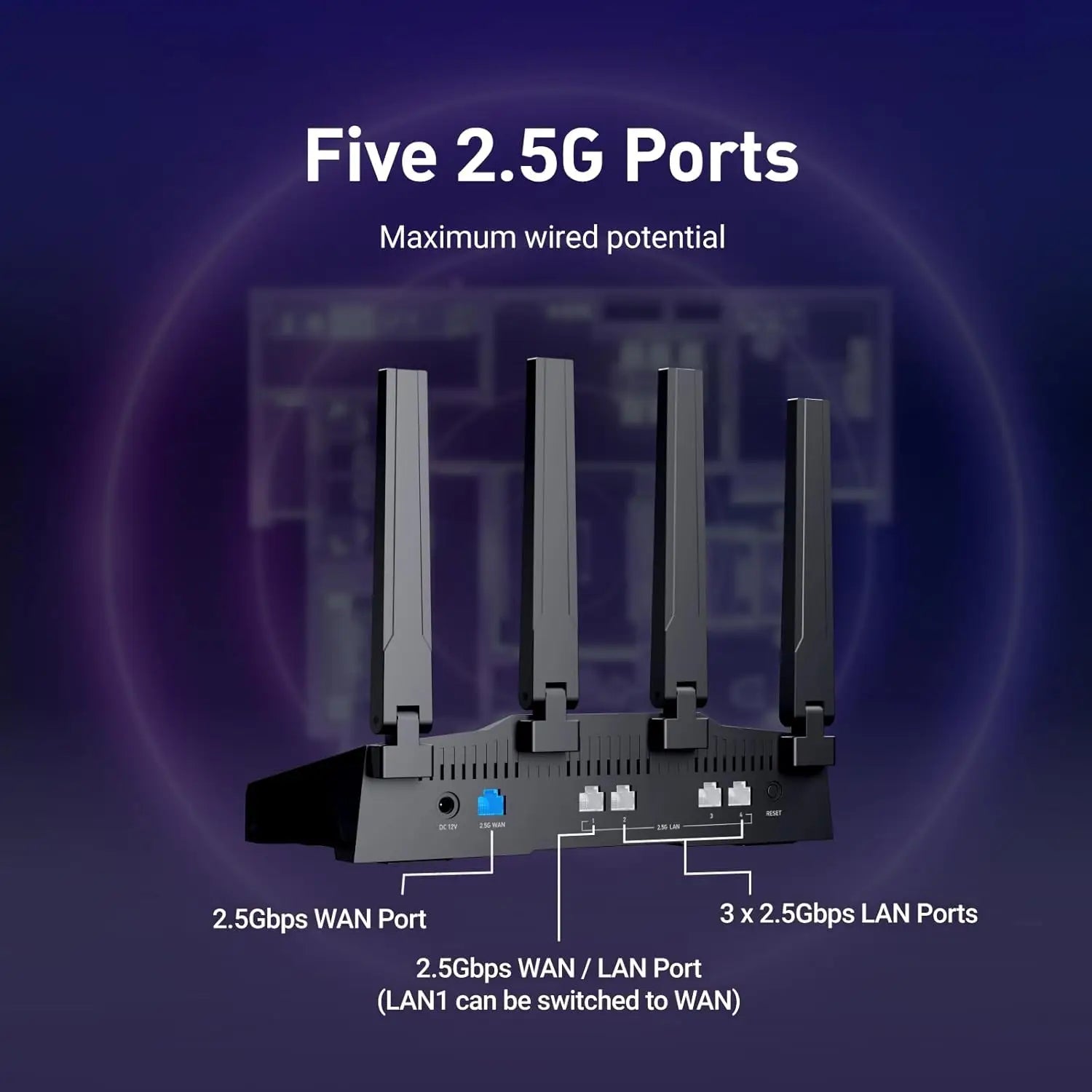 GL.iNet GL-BE9300 (Flint 3) Tri-Band WiFi 7 Router High-Speed 6GHz Gaming for Wireless Internet Long Range 5 x 2.5G VPN