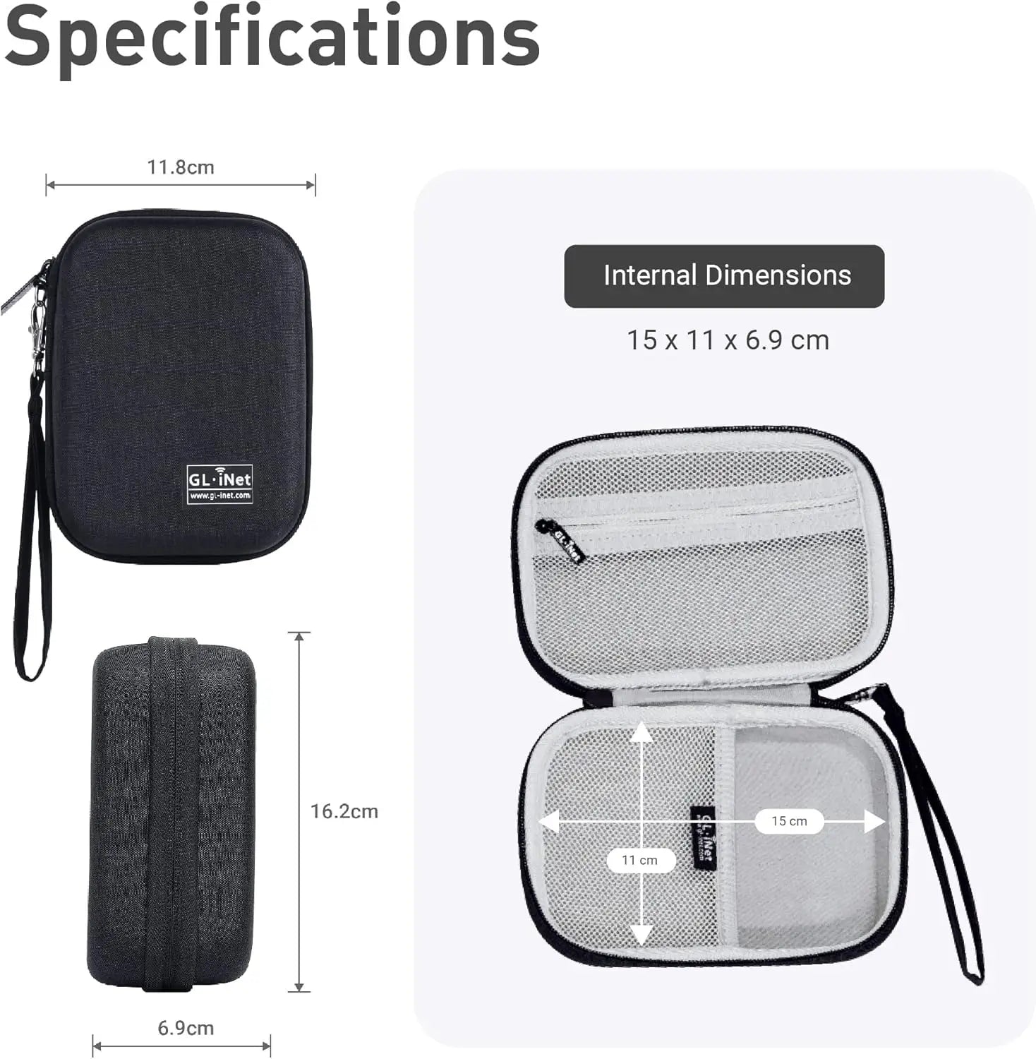 GL.iNet Hard Carrying Travel Router Case for GL-AXT1800/MT3000/SFT1200/A1300/MT1300/E750/XE300/MT300N-V2/AR300M16