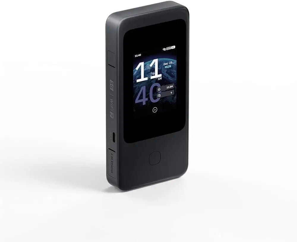 GL.iNet MUDI 7 (GL-E5800) Wi-Fi 5G Travel Router with eSIM & Dual SIM 2.8’’ Touchscreen Tri-Band up to 5.76 Gbps 2.5G