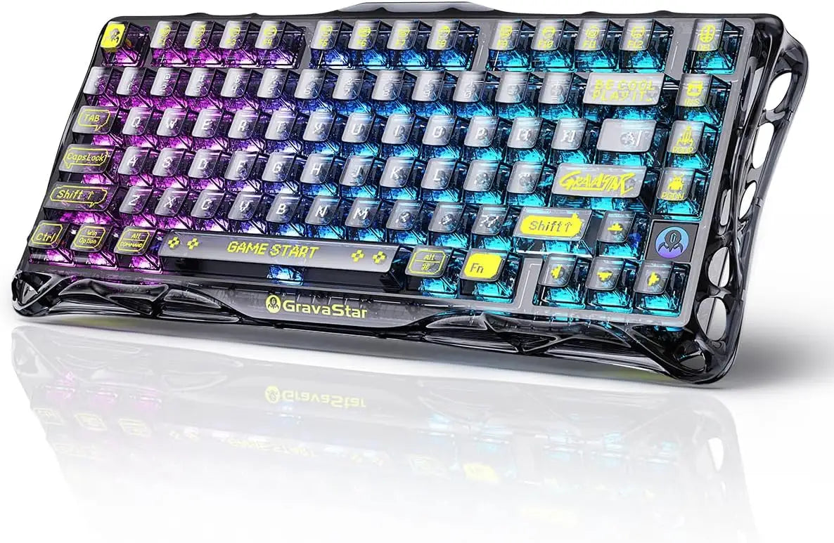 GravaStar Mercury K1 Lite 75% Gaming Keyboard 2.4GHz/BT/Wired Tri-Mode Wireless Gasket Hot Swappable Mechanical