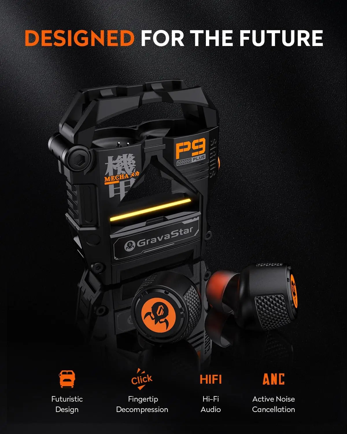 GravaStar Sirius Plus ANC TWS Earbuds Black Superior Sound Quality Advanced Noise Cancellation Long Battery Life