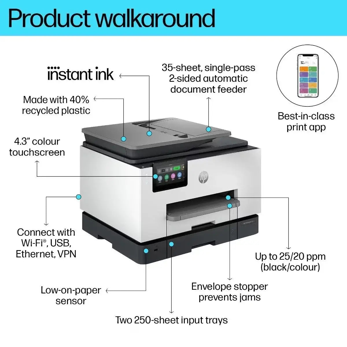 HP OfficeJet Pro 9130e All-in-One Printer Instant Ink Enabled