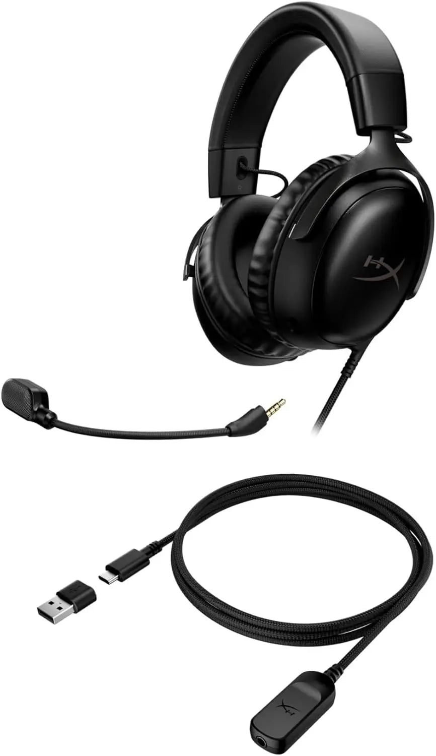 HyperX Cloud III – Wired Gaming Headset PC PS5 Xbox Series X|S Angled 53mm Drivers DTS Memory Foam Durable Frame