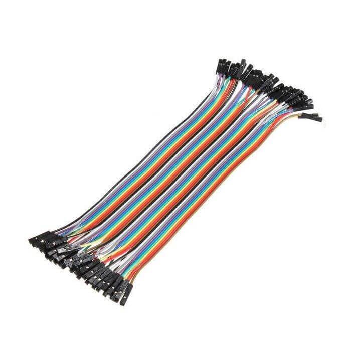 40pcs 20cm Female to Female jumper wires in assorted colors, ideal for prototyping and connecting male pins.
