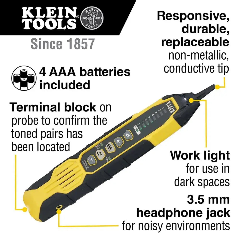 Klein Tools VDV500-920 Digital Tone and Probe Set – Traces Locates Cables on Active Networks Analog Modes Wire Mapping
