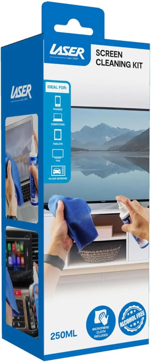 Laser Cleaning Monitor TV Tablet Kit | Microfibre cloth lifts dust and smudges without scratching