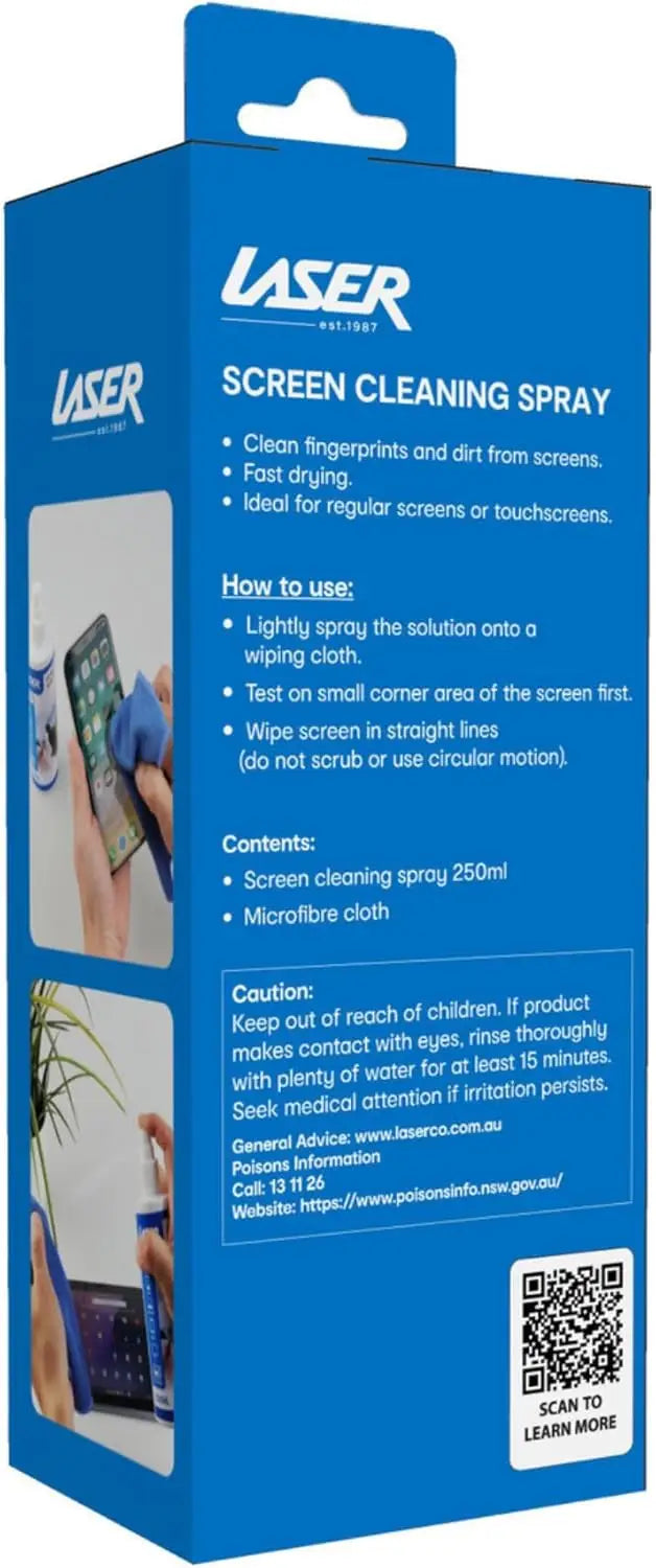 Laser Cleaning Monitor TV Tablet Kit | Microfibre cloth lifts dust and smudges without scratching