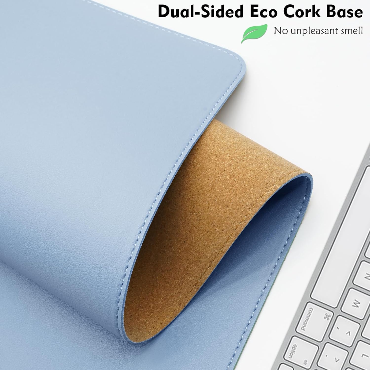 Leather Desk Pad Dual-Sided Natural Cork & PU 80 x 40 cm Extended Computer Mat Keyboard Mouse Pads Writing Blotter Mats