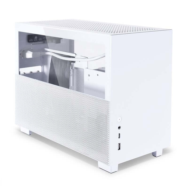 Lian Li Q58 Mesh/Tempered Glass Mini-ITX Case with PCIe 4.0 Riser Cable - White